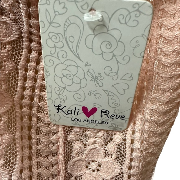 Kali Reve Pink Lace Sleeveless Keyhole Back Semi Sheer Tank Blouse Womens XL - Picture 8 of 8